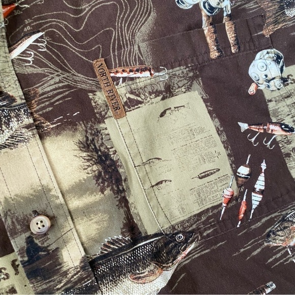 Vintage north river outfitters fishing tackle short sleeve button up size XL - Picture 3 of 5